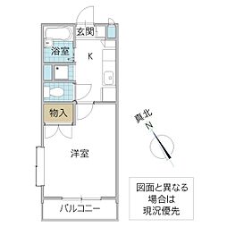 フローラル321 1Kの間取図画像