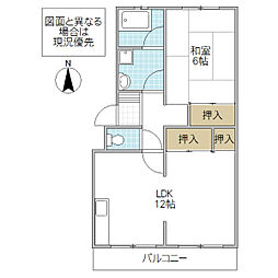 勝田プリンスマンションB 1LDKの間取図画像