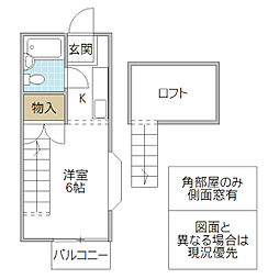 ジュネッセ松が丘C ワンルームの間取図画像