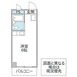 ロマーヌ水戸第3 ワンルームの間取図画像