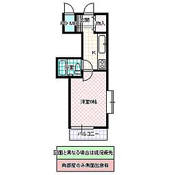 ホーユウパレス勝田 1Kの間取図画像