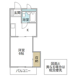 シエル西大島 1Kの間取図画像