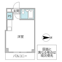 レスカールマンション ワンルームの間取図画像