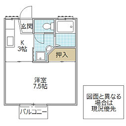 キャッスルイースト 1Kの間取図画像