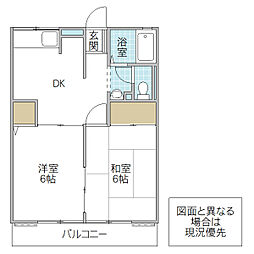 フローラルB 2DKの間取図画像