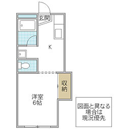 堀口コーポ 1Kの間取図画像
