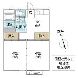 ダイハイツ85 2DKの間取図画像