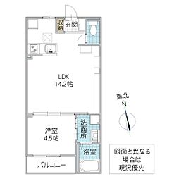 エミネンス・ハラA 1LDKの間取図画像