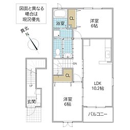 ポポラーレT2 2LDKの間取図画像