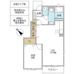 ハーベスト リゾート 1階1LDKの間取り