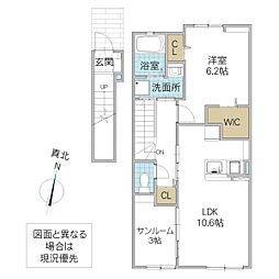 アヴニールA 1LDKの間取図画像