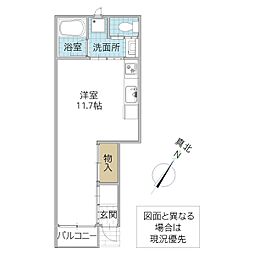 レーガベーネ渡里W ワンルームの間取図画像