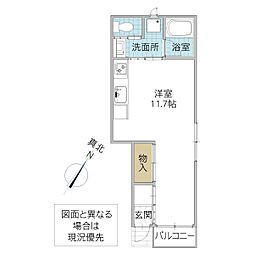 レーガベーネ渡里 104号室 1階ワンルームの間取り