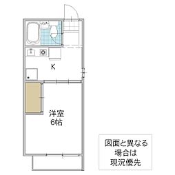 グレースタワー城南 1Kの間取図画像