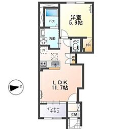 フロントアイランドII(Front Island II) 1LDKの間取図画像