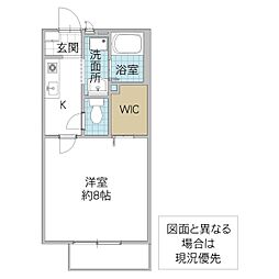 ビネオランス 1Kの間取図画像