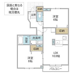 プロムナード1 2LDKの間取図画像