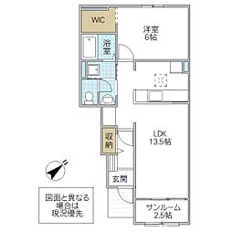 ゼオライト 1LDKの間取図画像