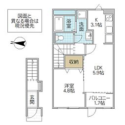 un luciole 1LDKの間取図画像