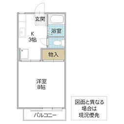 フレグランス東邦 1Kの間取図画像