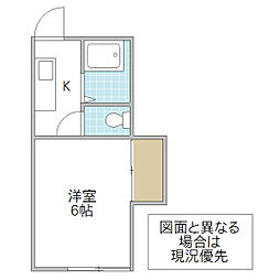 くがやコーポB 1Kの間取図画像