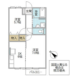 メゾンエクレールC 2DKの間取図画像