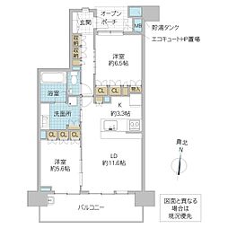 アネージュ石川マークス 602号室 6階2LDKの間取り