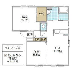 アパート 2LDKの間取図画像