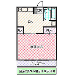 ル・レーブミガワ2 1DKの間取図画像
