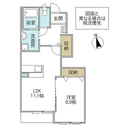 ソレイユ'A 1LDKの間取図画像