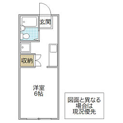 クアトロB ワンルームの間取図画像