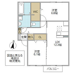 スカイブルーG 2LDKの間取図画像