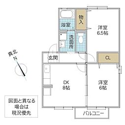 グリーンヴィラ笠原C 2DKの間取図画像