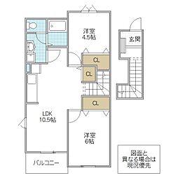 ヒルズフォーリストB 2LDKの間取図画像