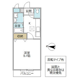 アリエッタ赤塚 1Kの間取図画像
