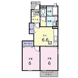 アタンドル 2DKの間取図画像