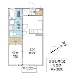ヘクセンハウス堀町 1LDKの間取図画像
