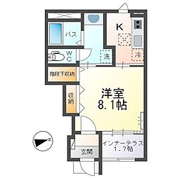 Kusturica 1Kの間取図画像