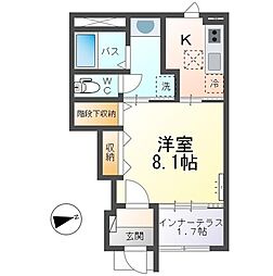 Kusturica 1Kの間取図画像