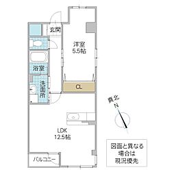 LUMINOUSSTAGE 1LDKの間取図画像