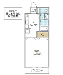 フィールドトップイシカワ 1Kの間取図画像