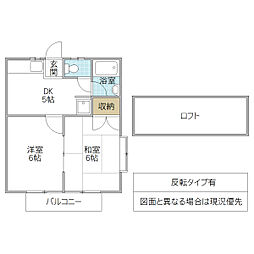 グリーンウッドハイツ 2DKの間取図画像