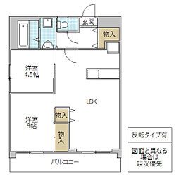 リエス水戸大町 2LDKの間取図画像