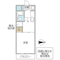 リエス水戸大町 1Kの間取図画像