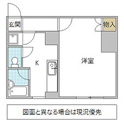 リエス水戸大町 1Kの間取図画像