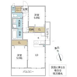 SYマンション 2LDKの間取図画像