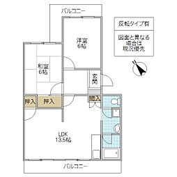 ファミールガーデン吉沢B 2LDKの間取図画像