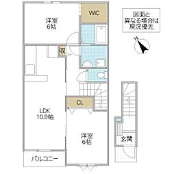 エスポワール2 2LDKの間取図画像
