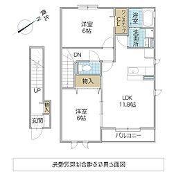 ヴァレンティーナB 2LDKの間取図画像