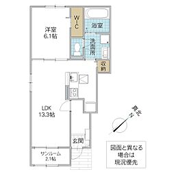 エスポワールひたちなか I 1LDKの間取図画像